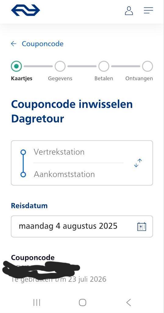 NS dagretour, Tickets en Kaartjes, Trein, Bus en Vliegtuig, Eén persoon, Algemeen kaartje, Trein