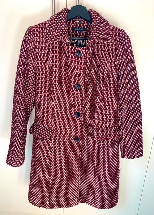 King Louie rood - roze lange winterjas maat M, Kleding | Dames, Jassen | Winter, Zo goed als nieuw, Maat 38/40 (M), Rood, Ophalen of Verzenden
