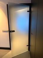 Glazen deur 200x82cm met scharnieren en sluitwerk, Ophalen, Gebruikt, 80 tot 100 cm, Binnendeur