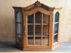 Oude eiken wand vitrinekastje met glazen deur, Ophalen