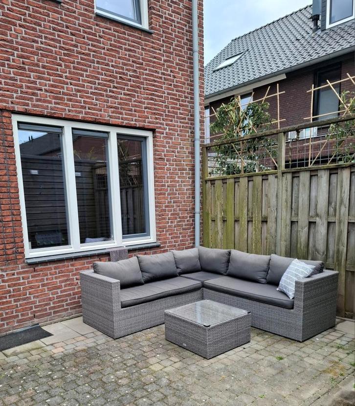 Loungeset grijs, Tuin en Terras, Tuinsets en Loungesets, Zo goed als nieuw, Wicker, Hocker, Ophalen