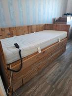 Steigerhouten eenpersoons bed met verstelbare lattenbodem, Huis en Inrichting, Slaapkamer | Bedden, Verstelbaar, 90 cm, Eenpersoons