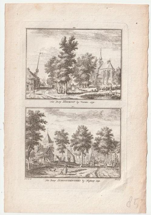 Heykoop Schoonrewoerd gravure Spilman ca. 1750, Antiek en Kunst, Kunst | Etsen en Gravures, Verzenden