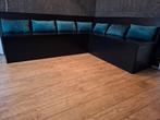 Handgemaakte houten hoekbank met klep – eetkamerbank, Huis en Inrichting, Ophalen, Minder dan 75 cm, Hoekbank, 200 tot 250 cm