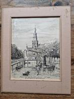"Haven met St. Janskerk Gouda, 19e eeuw". Door P. Willems, Antiek en Kunst, Ophalen