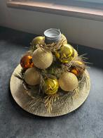 Kerststuk met dienblad goud geel oranje, Ophalen of Verzenden, Nieuw