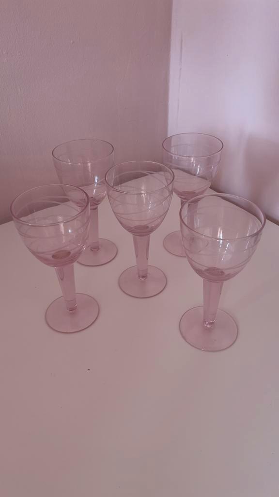 Vintage Roze IKEA Wijnglazen - Set van 5, Antiek en Kunst, Antiek | Glas en Kristal, Ophalen of Verzenden