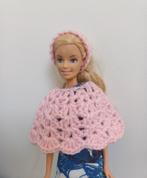 Barbie kleertjes poncho rond met haarband roze, Nieuw, Verzenden, Barbie
