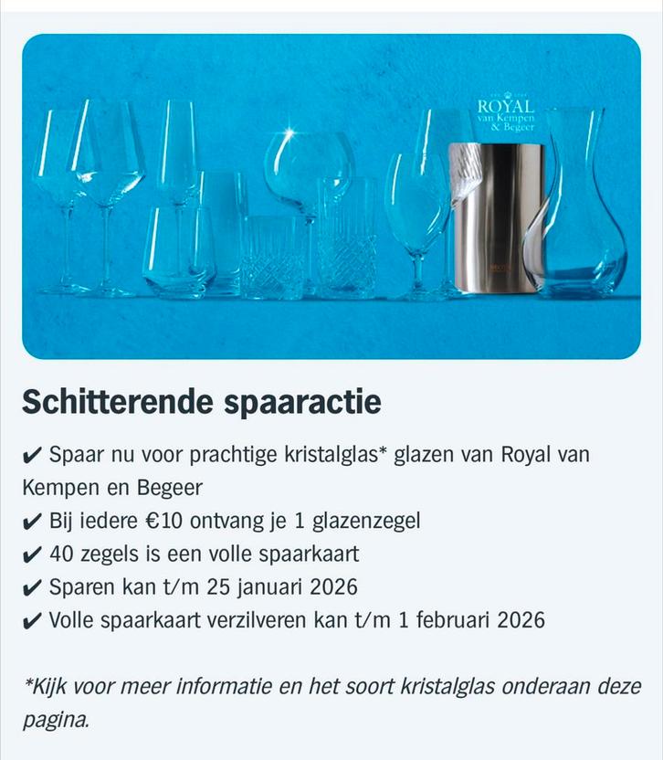 AH glazen spaaractie spaarzegels/ spaarkaart, Hobby en Vrije tijd, Spaarzegeltjes, Zegels, Bonnen of Punten, Winkel, Super of Benzinepomp
