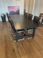 Grote uitschuifbare eetkamer tafel, Ophalen, Gebruikt, Hout, zwart, 8 stoelen of meer