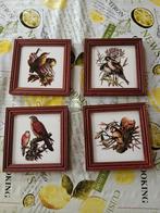 4 vintage vogeltegels ingelijst afmeting lijstje 13 bij 13 c, Ophalen of Verzenden