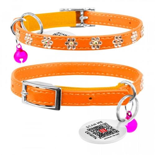 WAUDOG Glamour Flower Kattenhalsband Oranje 22-30 cm -35%!!!, Dieren en Toebehoren, Kattenhalsbanden en Penningen, Nieuw, Ophalen of Verzenden