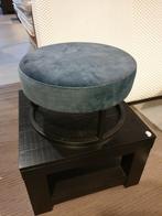 Poef  rond blauw op stalen voet 50 x 30 cm, Huis en Inrichting, Minder dan 50 cm, Rond, Nieuw, Minder dan 50 cm