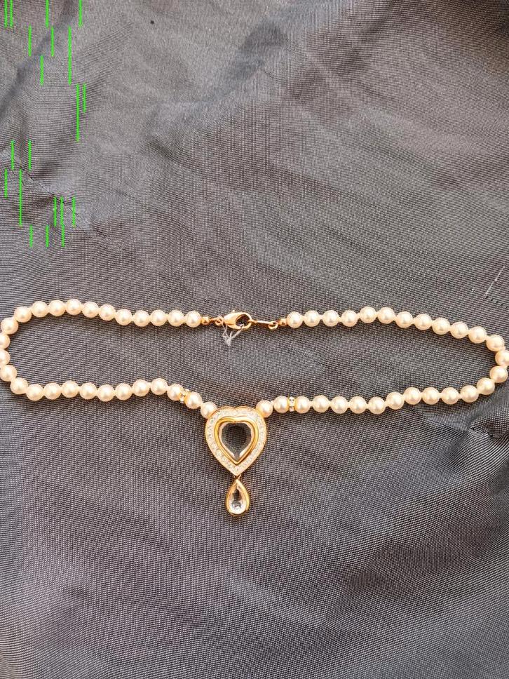 Swarovski Parelsnoer met Hart Hanger, Sieraden, Tassen en Uiterlijk, Kettingen, Zo goed als nieuw, Overige materialen, Wit, Met hanger
