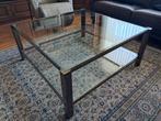 Klassieke vintage glazen vierkante salontafel, Huis en Inrichting, Tafels | Salontafels, Ophalen, 100 tot 150 cm, 50 tot 100 cm