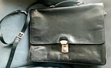 Zwart lederen leren business laptop tas Arpello beschikbaar voor biedingen