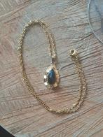 Vintage 14k granaat hanger met een gouden ketting, Ophalen of Verzenden, Goud, Hanger