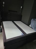Boxspring 180x200cm - met hoofdboard, Ophalen, Bruin, Tweepersoons, Zo goed als nieuw