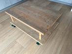Steigerhouten salontafel op wieltjes, Ophalen, 50 tot 100 cm, 50 tot 100 cm, Zo goed als nieuw