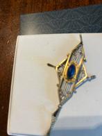 Jugendstil gouden anhanger mit lapis, Antiek en Kunst, Ophalen of Verzenden, Goud