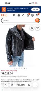 Zwarte Leren Bikerjas met Croco Textuur - Stijlvol!, Ophalen of Verzenden, Zo goed als nieuw, Maat 56/58 (XL), Zwart