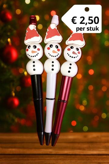 Kerst Kralenpen – Sneeuwpop met kerstmuts beschikbaar voor biedingen