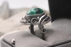 ring zilver vintage zeldzaam handgemaakt met malachiet steen, Sieraden, Tassen en Uiterlijk, Ringen, Ophalen of Verzenden, Zo goed als nieuw
