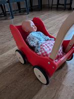 Vintage Houten Poppenwagen met babyborn, Kinderen en Baby's, Speelgoed | Poppen, Ophalen of Verzenden, Gebruikt, Babypop