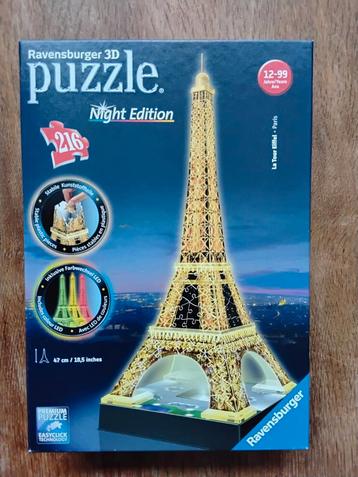 Ravensburger 3D Puzzel Eiffeltoren Night Edition beschikbaar voor biedingen
