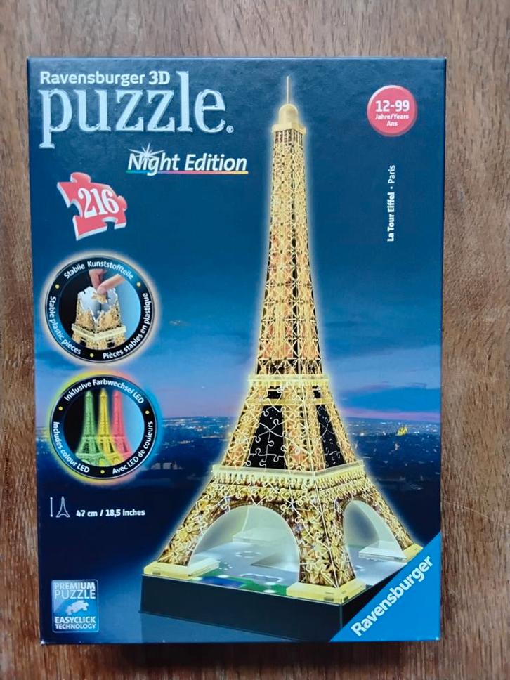 Ravensburger 3D Puzzel Eiffeltoren Night Edition, Kinderen en Baby's, Speelgoed | Kinderpuzzels, Nieuw, 6 jaar of ouder, Meer dan 50 stukjes