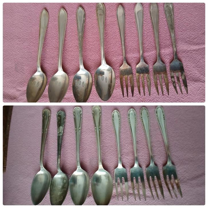 Verzilverde vorkjes en thee-/koffielepeltjes, Antiek en Kunst, Antiek | Bestek, Ophalen of Verzenden