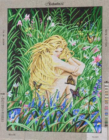 Cado voorbedrukt borduurstramien meisje met vlinders 561 beschikbaar voor biedingen