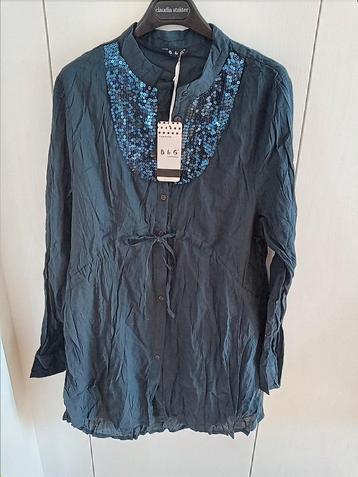 L leuke tuniek blauw met pailletten en aanrijgkoord katoen beschikbaar voor biedingen