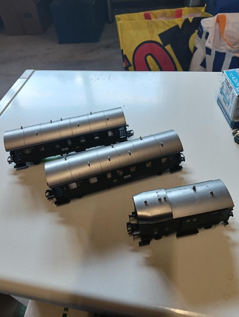 Märklin 4314 H0 Personenrijtuig 2 st Donderbus+goederenwagen, Wisselstroom, Gebruikt, Wagon, Ophalen of Verzenden