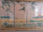 Arie Zonneveld - Hollands Landschap Aquarel 42x102, Antiek en Kunst, Ophalen of Verzenden