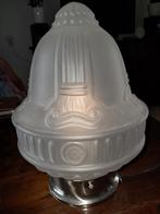 Brocante Plafondlamp met Matglazen Kap, Antiek en Kunst, Antiek | Lampen, Ophalen of Verzenden