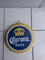 Corona bier , metalen wandbord in de vorm van een kroonkurk, Verzamelen, Biermerken, Ophalen of Verzenden, Zo goed als nieuw, Reclamebord, Plaat of Schild