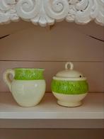 Rice DK suikerpotje & melkkannetje. Groen aardewerk., Ophalen of Verzenden, Zo goed als nieuw
