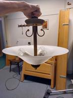 Vintage plafondlamp hanglamp, compleet en met mat glas, Ophalen, Zo goed als nieuw, Glas