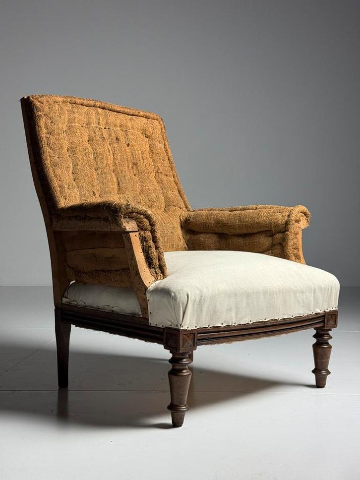 Franse bergere stoel gestript, Huis en Inrichting, Fauteuils, Zo goed als nieuw, 50 tot 75 cm, 75 tot 100 cm, Ophalen