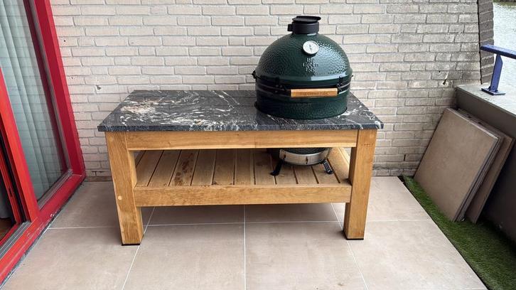 Big Green Egg Large compleet met luxe buitenkeuken, Tuin en Terras, Buitenkeukens, Zo goed als nieuw, Houtskool, Ophalen