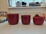 3 rode aardewerken bloempotten incl. plantcontainers, Tuin en Terras, Ophalen, Gebruikt, Rond, Binnen