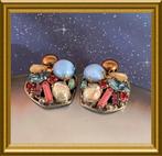 Oude multicolour strass klemoorbellen, clips, Ophalen of Verzenden, Overige materialen, Oorbellen