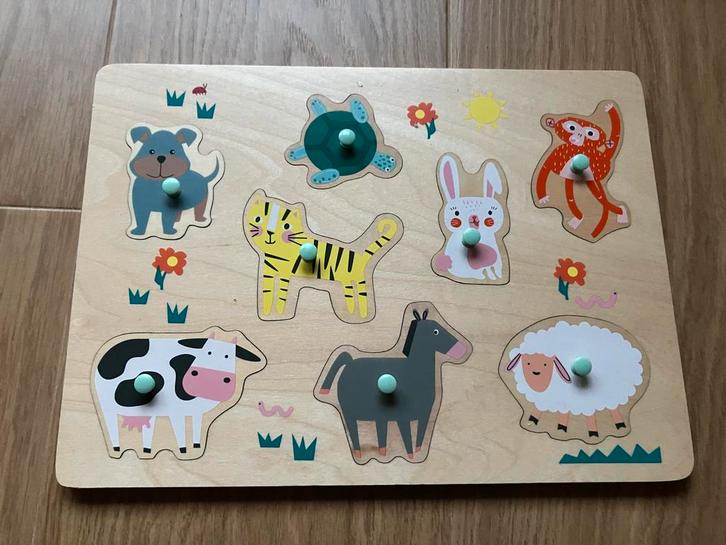 Houten Steekpuzzel Dieren, Kinderen en Baby's, Speelgoed | Kinderpuzzels, Zo goed als nieuw, 2 tot 4 jaar, 10 tot 50 stukjes, Van hout