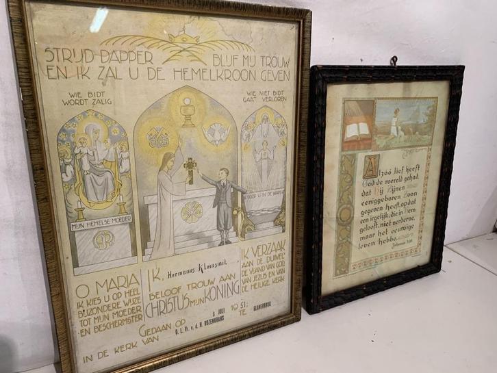 2 kristelijke schilderijtjes., Huis en Inrichting, Woonaccessoires | Schilderijen, Tekeningen en Foto's, Schilderij, Minder dan 50 cm
