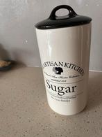 Aardenwerk suikerpot met zwart deksel Artisan 1 liter zgan, Ophalen of Verzenden, Zo goed als nieuw, Pot, Bus of Blik