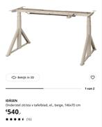 Ikea Idåsen electrisch Onderstel Zit/Sta - Beige - 146x70 cm, Ophalen, Tafelpoot, 100 tot 150 cm, 50 tot 100 cm