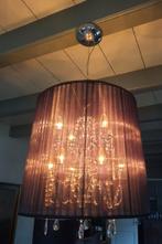 Ronde hanglamp kroonluchter met lampenkap zwart transparant, Huis en Inrichting, Ophalen, Gebruikt, Metaal, 50 tot 75 cm