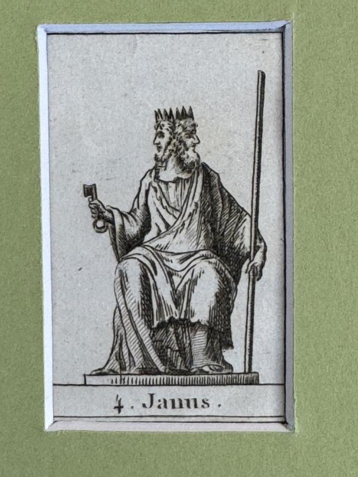 O U D - Janus - Gravure (rond 1790-1815), Antiek en Kunst, Kunst | Etsen en Gravures, Ophalen of Verzenden