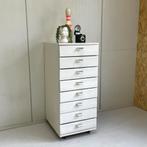 Industriele vintage ladekast wielen werkplaats kast wit hoog, Ophalen, Minder dan 50 cm, Gebruikt, Onbekend